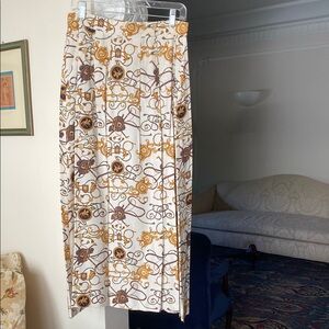 Alexander Campbell 2 pieces Brown & Gold Equestrian Hunt Print Blouse & Skirt 12